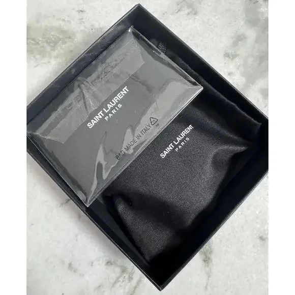 Auth Saint Laurent YSL Black Leather Stud Bracelet Small Sized Metal - Picture 15 of 16